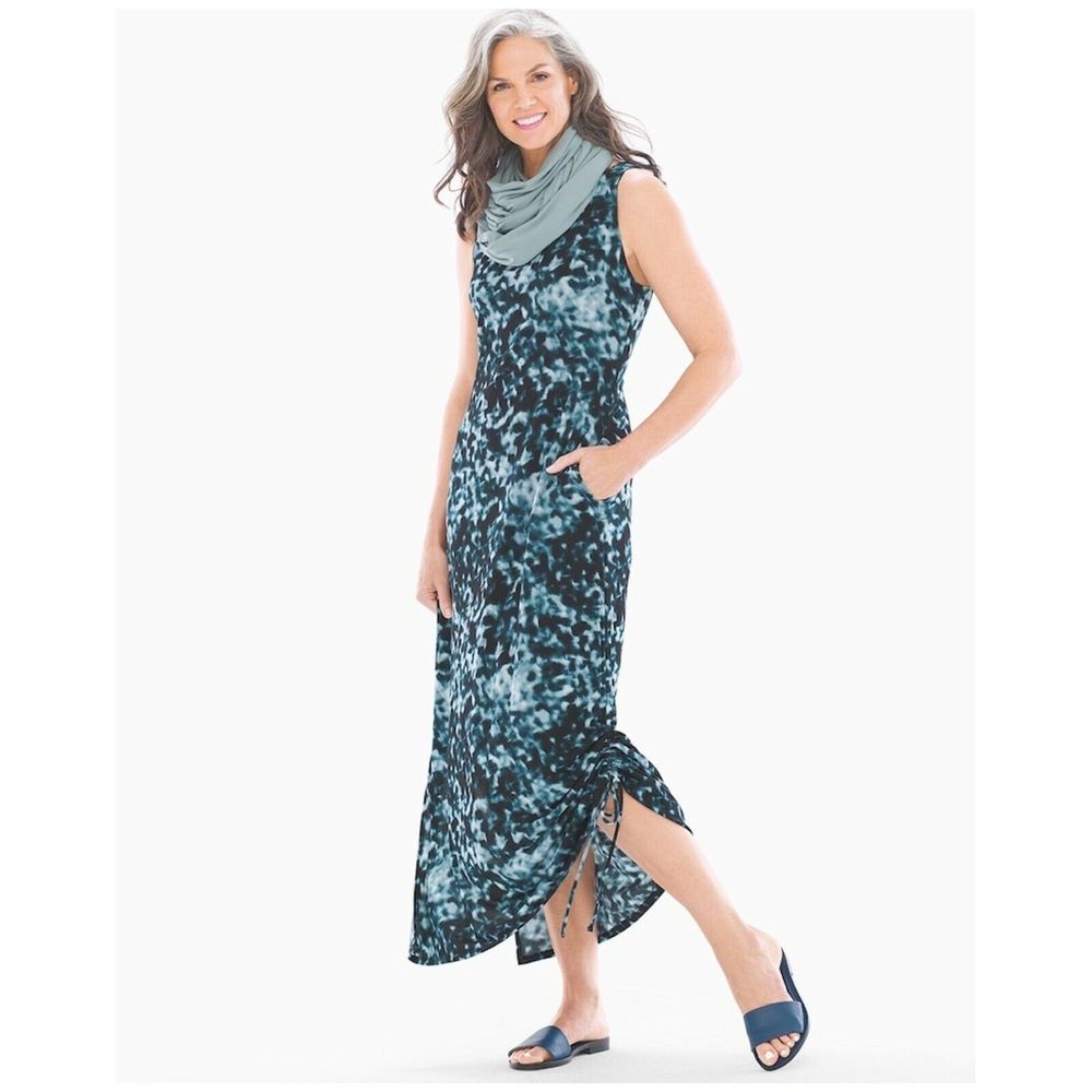 Soma Tye Dye Drape Drawcord Sleeveless Maxi Dress